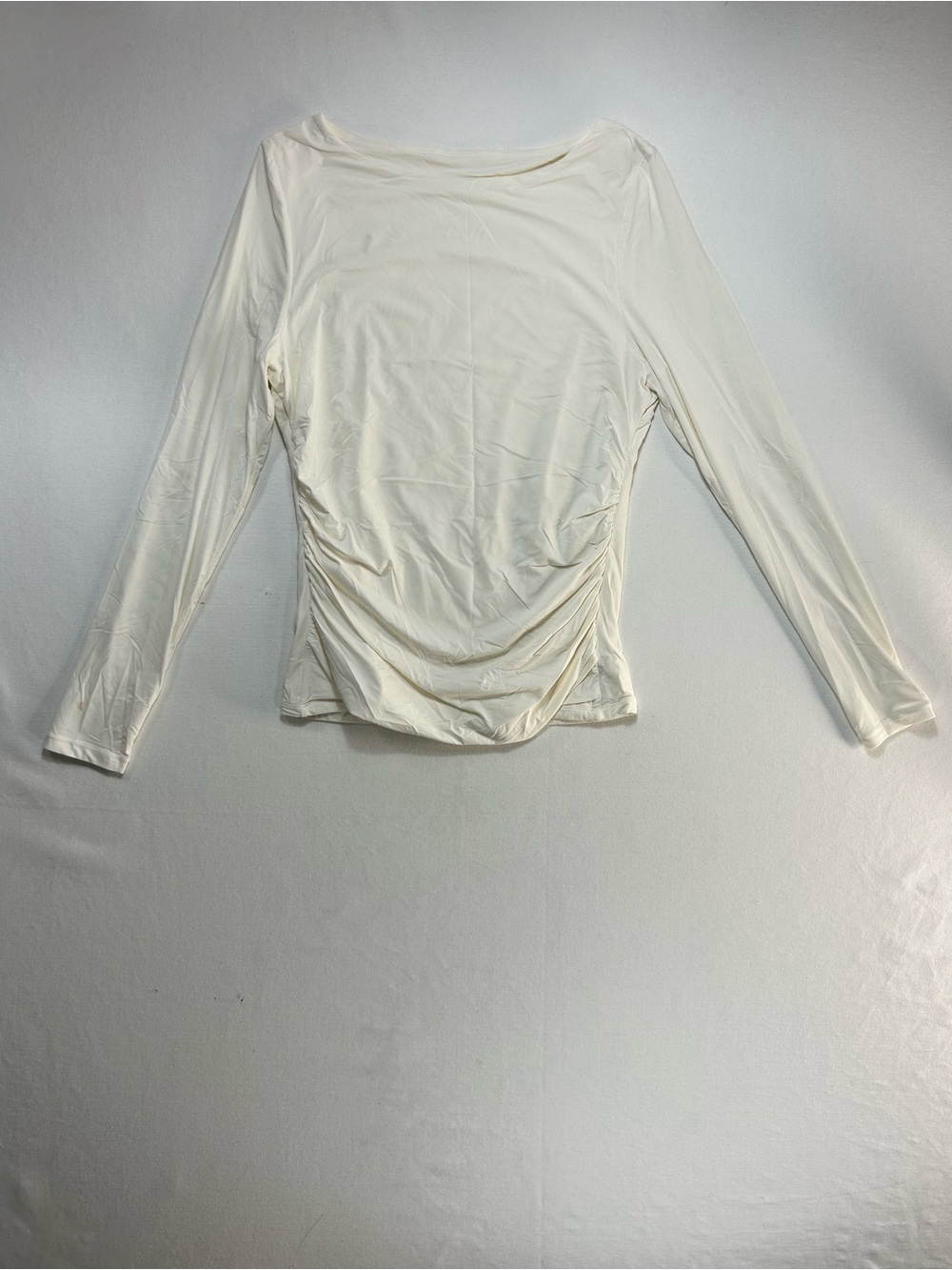 Cream Long-Sleeve Women's Ruched Top - EasyGala - Small